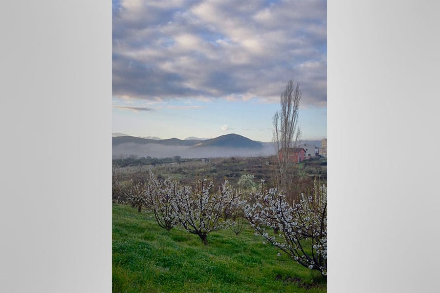 Snow in the hill range of Plasencia