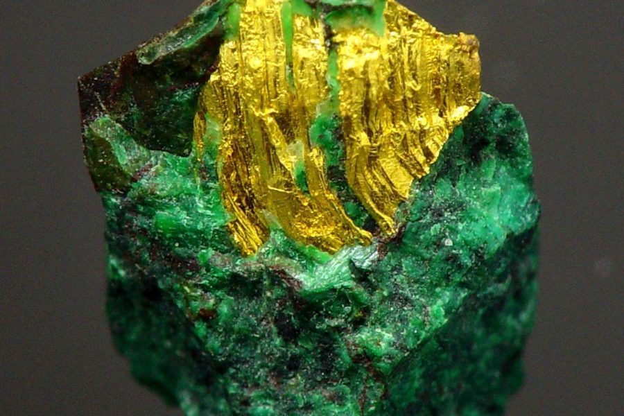 Malachite and native gold