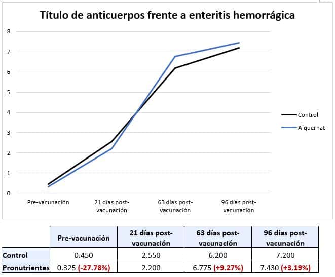 Título de anticuerpos frente a enteritis hemorrágica