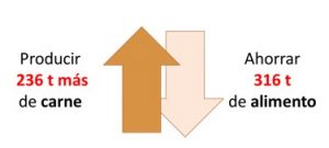 el peso y el índice de conversión ajustado (promedio entre los dos lotes control)